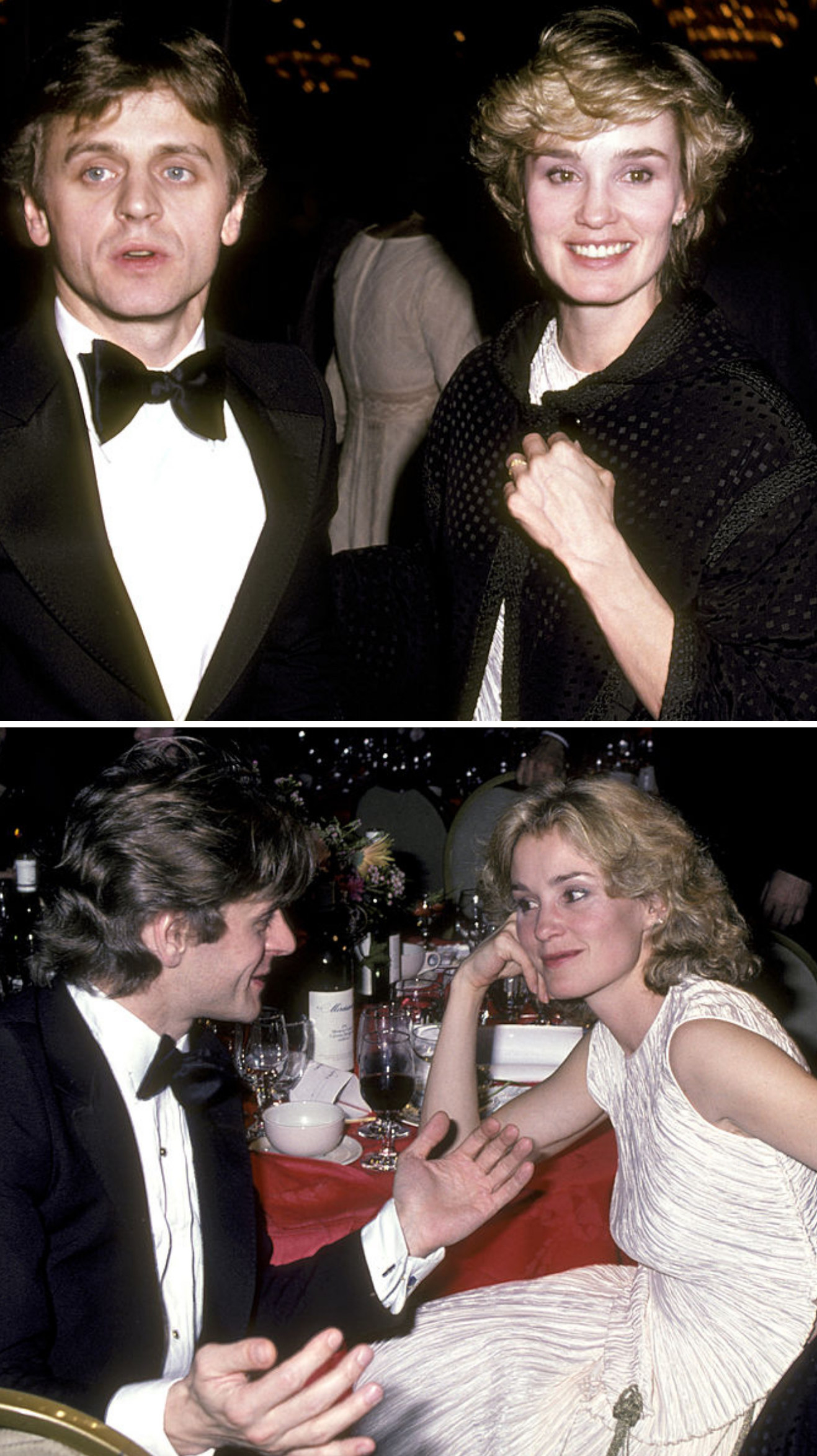 Lange and Baryshnikov at an event in 1983; Lange and Baryshnikov at an AFI Life Achievement Awards dinner in 1982