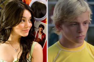 gabriella montez on the left and brady from teen beach movie on the right