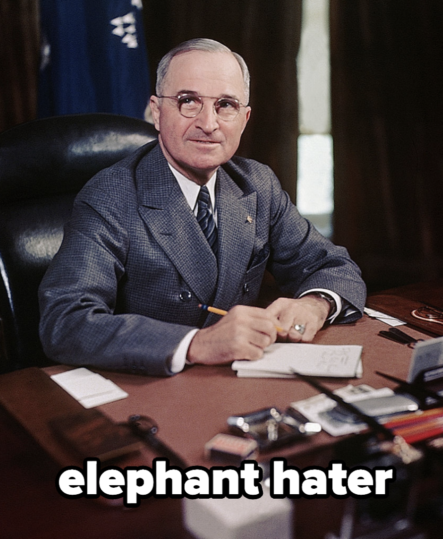Truman, a known elephant hater