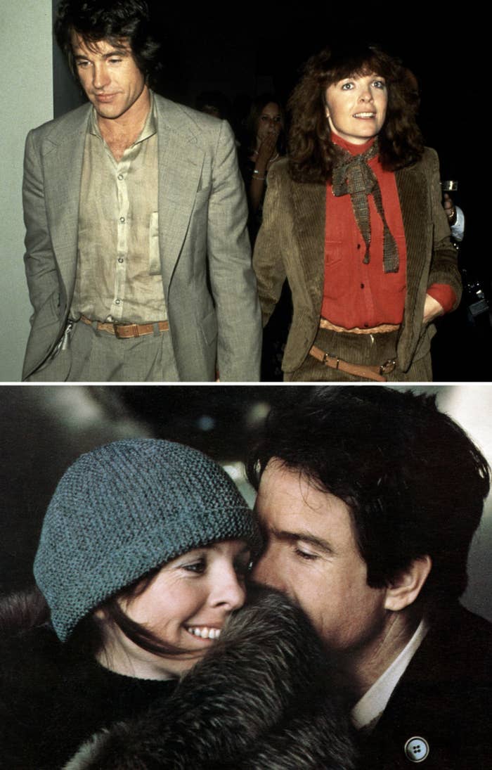 Keaton and Beatty walking down the street in New York in 1978; Keaton and Beatty in &quot;Reds&quot;
