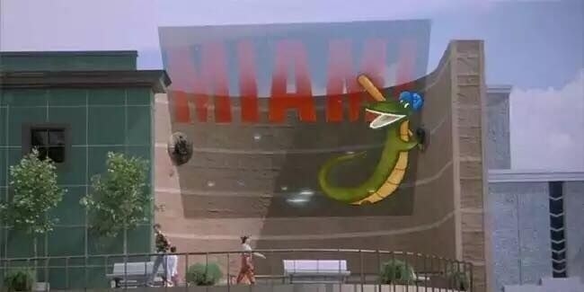 In Back to the Future Part II, a hologram of Miami with a gator mascot is seen