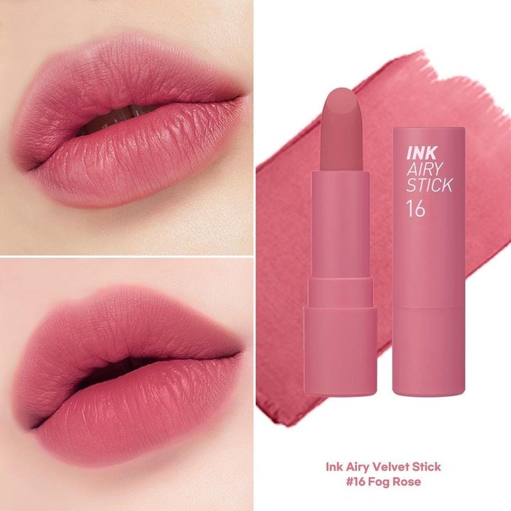 a doll pink shade in full color and gradient style on lips 