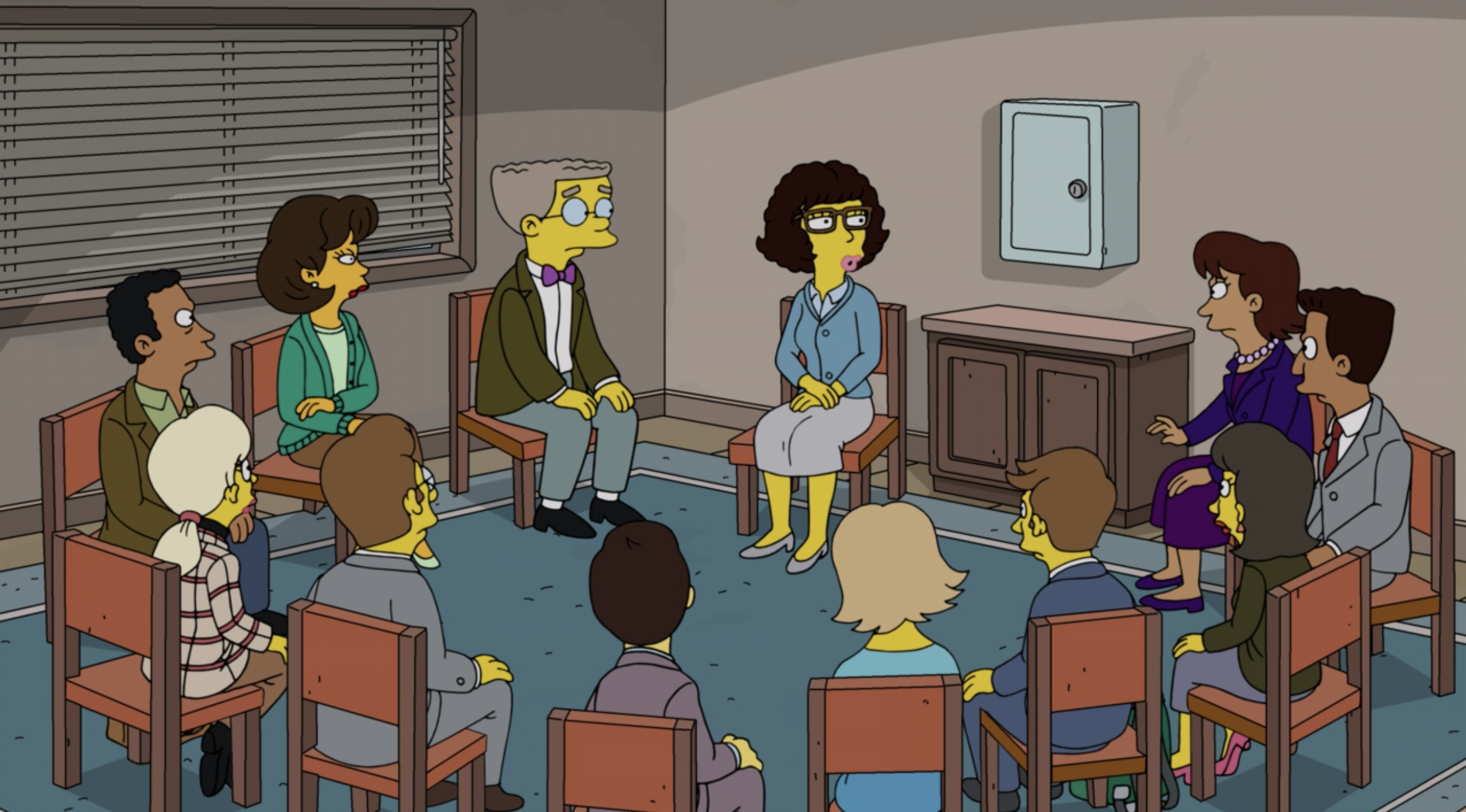 A group therapy session from &quot;The Simpsons&quot;