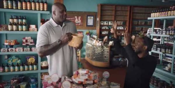 Kendrick Lamar and Shaq shop in small soap store