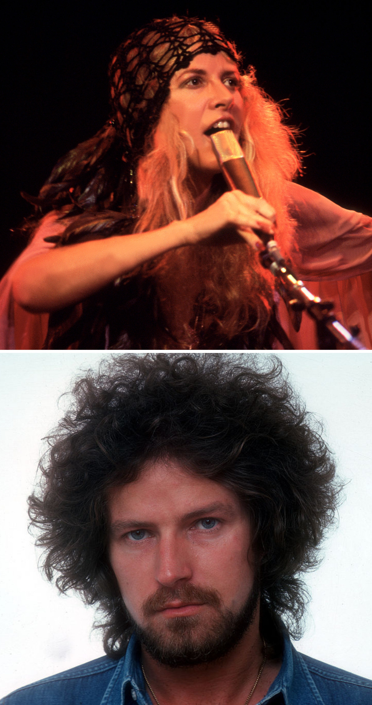 Nicks performing live in concert with Fleetwood Mac in 1978; Henley posing for a portrait in 1975