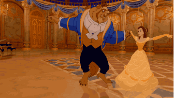 Beauty and the Beast dancing in the ballroom