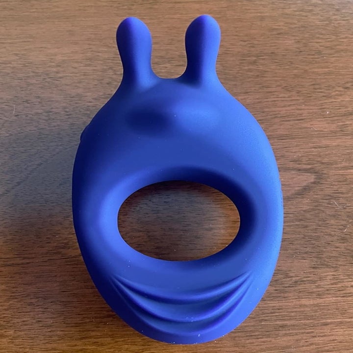 Cock ring from other angle displaying stimulating ridge and textured base