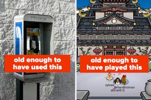 An old payphone and a screenshot from the Club Penguin game