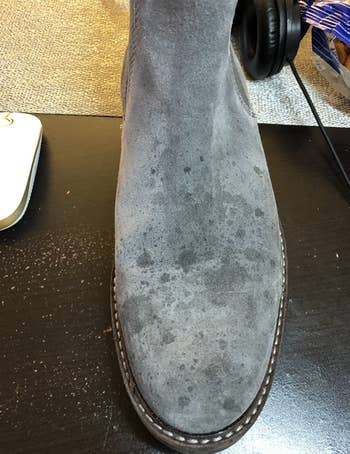 reviewer's suede shoes before being cleaned 