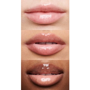 The lip gloss on three different models' lips 