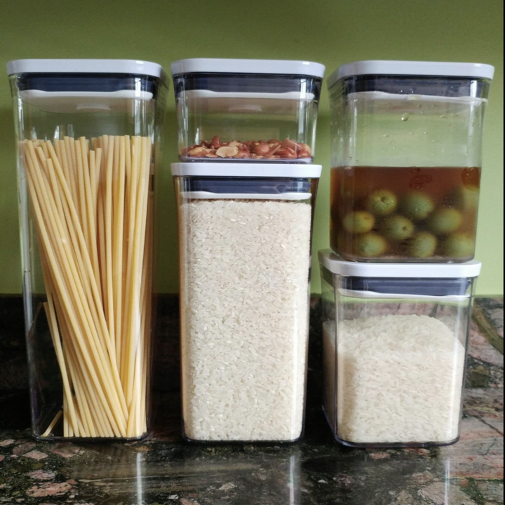 Customer image of five air tight containers with dry and wet goods in them