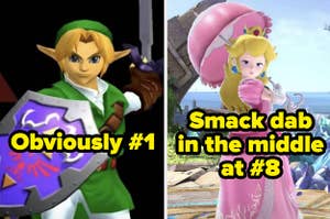 Link labeled "obviously #1" and Peach labeled "Smack dab in the middle at #8"