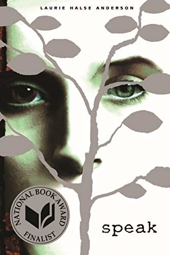 Book cover shows a photo of a girl with a gray tree obscuring her face