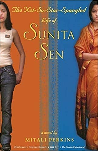 Orange and blue background with title text in center top; with two half photos of a teen girl in jeans and a tank and a traditional Sari