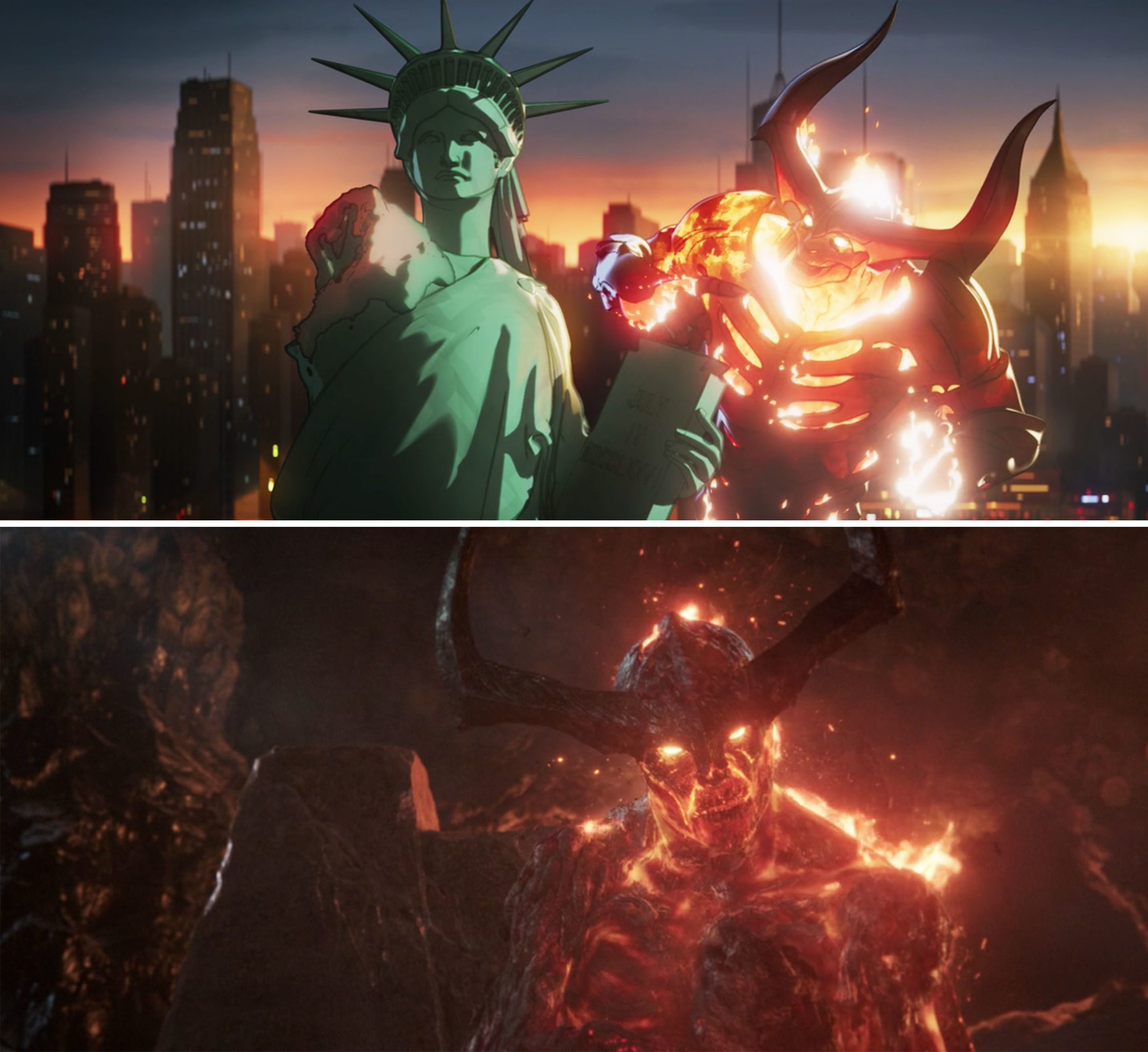 Surtur next to the Statue of Liberty
