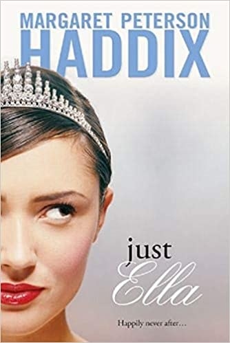 Book cover shows close up of a girl in a tiara with author name at top in blue and title text in black and white cursive script and a tagline that reads &quot;Happily never after...&quot;