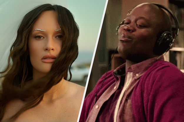Kacey Musgraves and Titus from Kimmy Schmidt listening to music