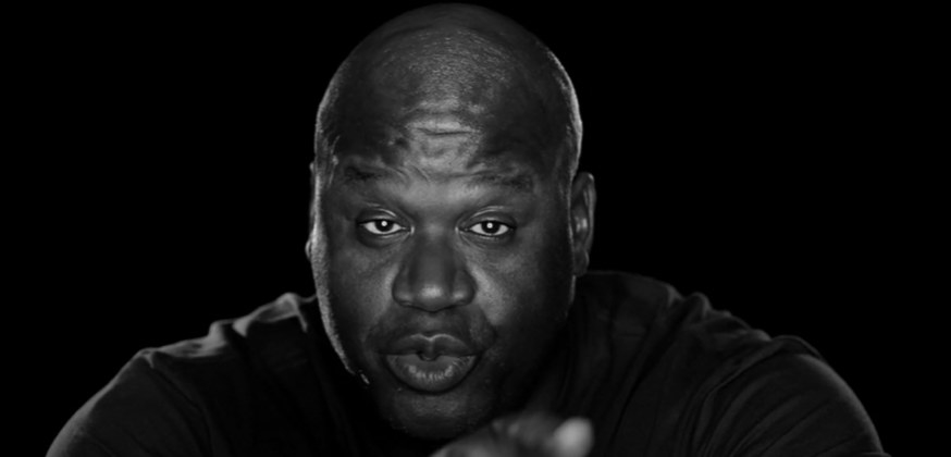 Shaq in black and white