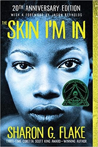 Close up photo of a Black teen girl, yellow title text at top and author name at bottom