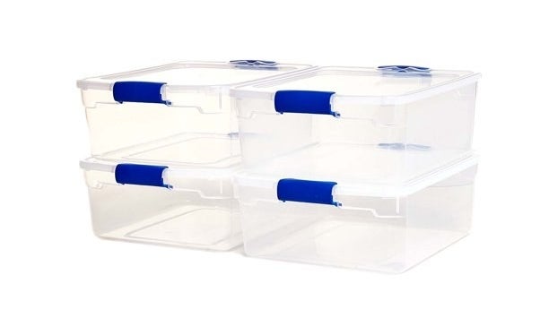 Four clear containers