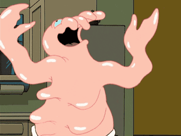 Gif of Dr. Zoidberg from Futurama dancing naked