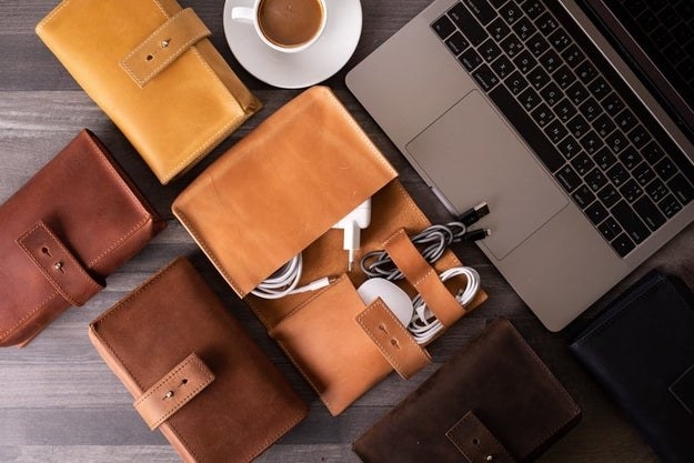 leather cable organizers in various sizes and colors