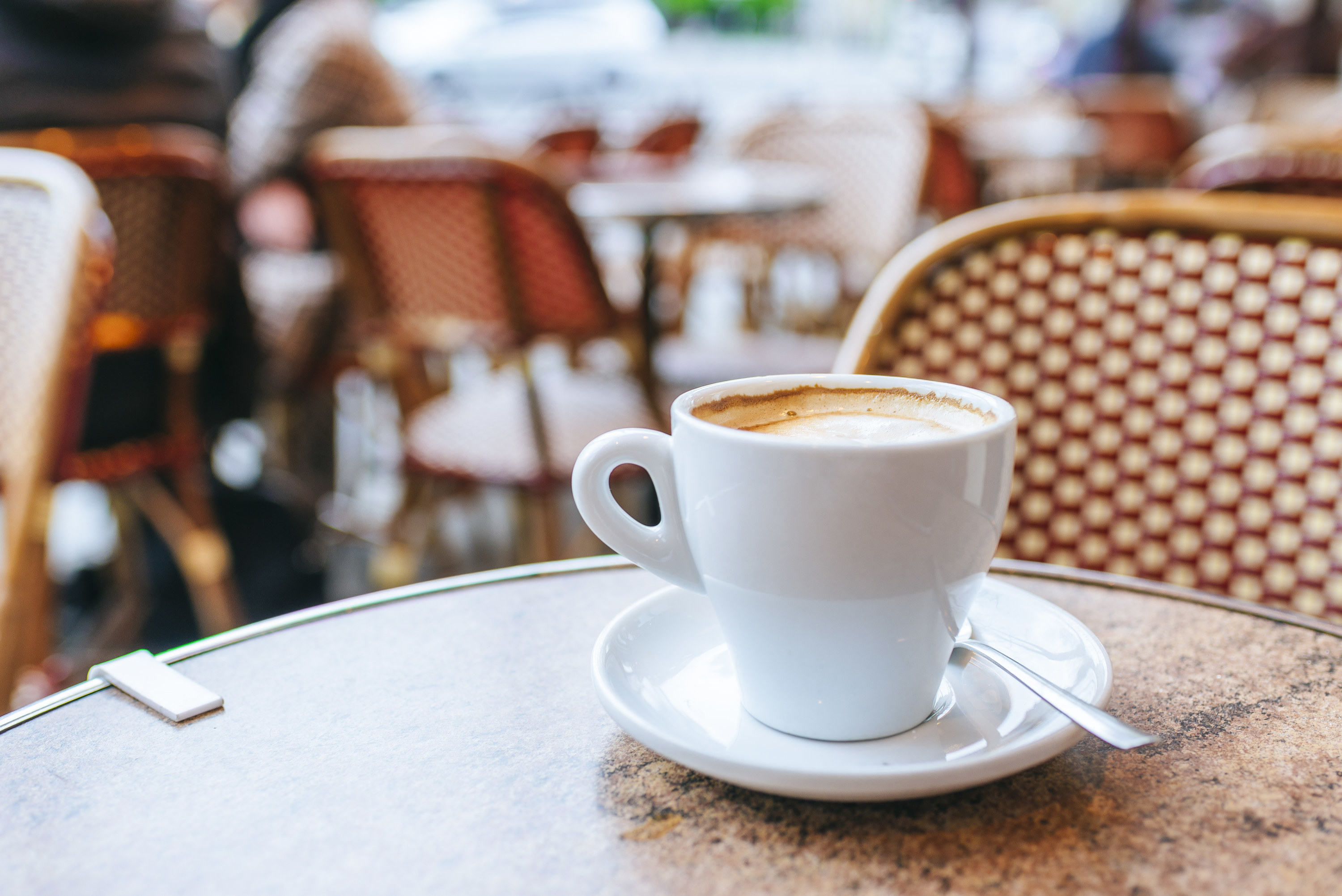 Coffee on a cafe table