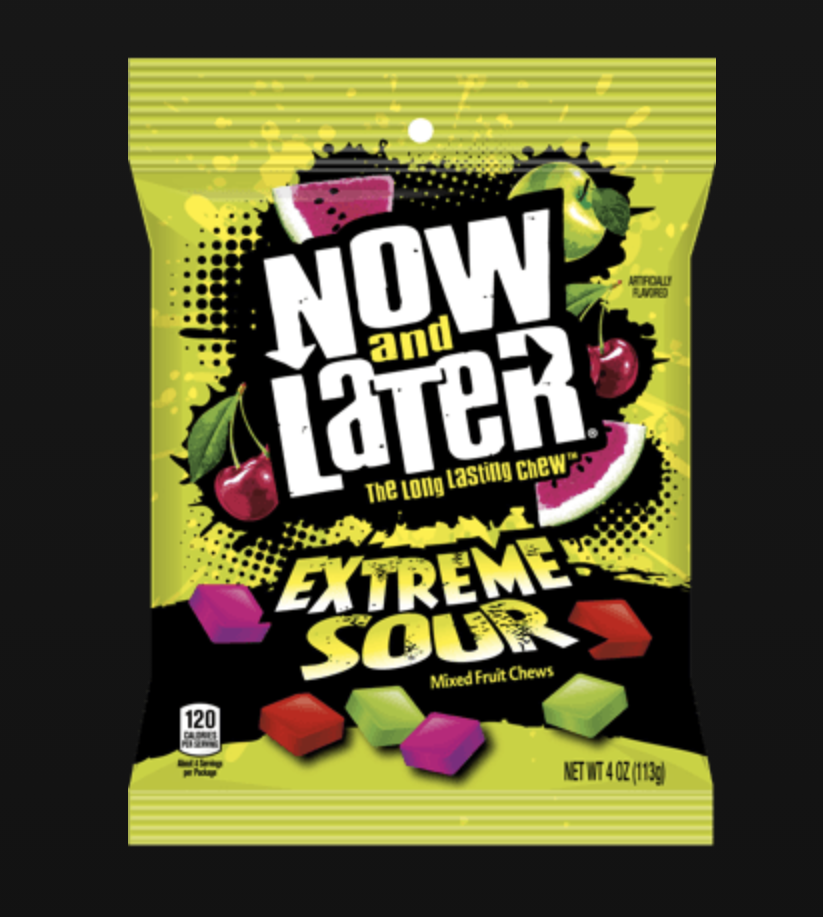 bag of sour now and later candies