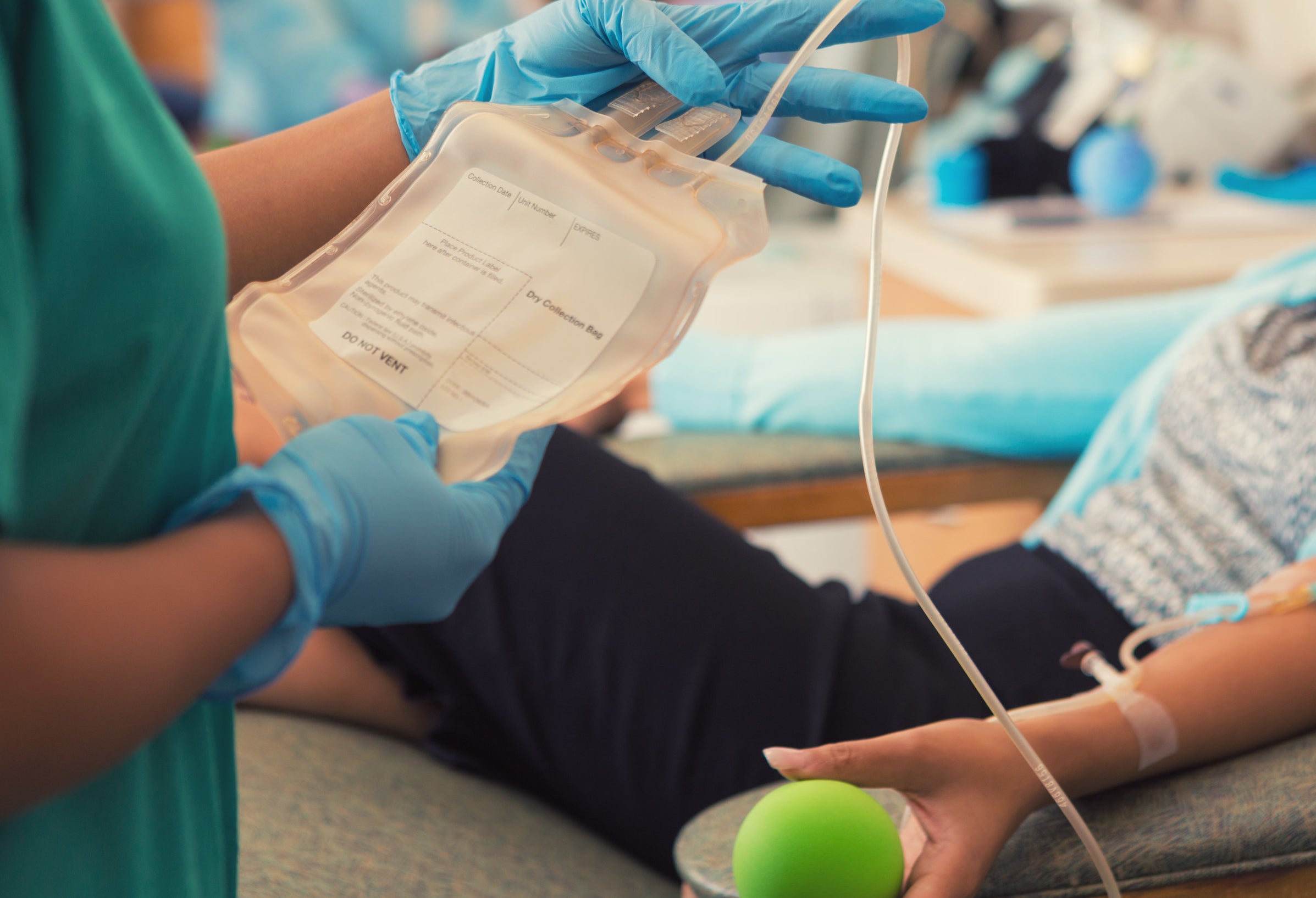 A patient donating blood