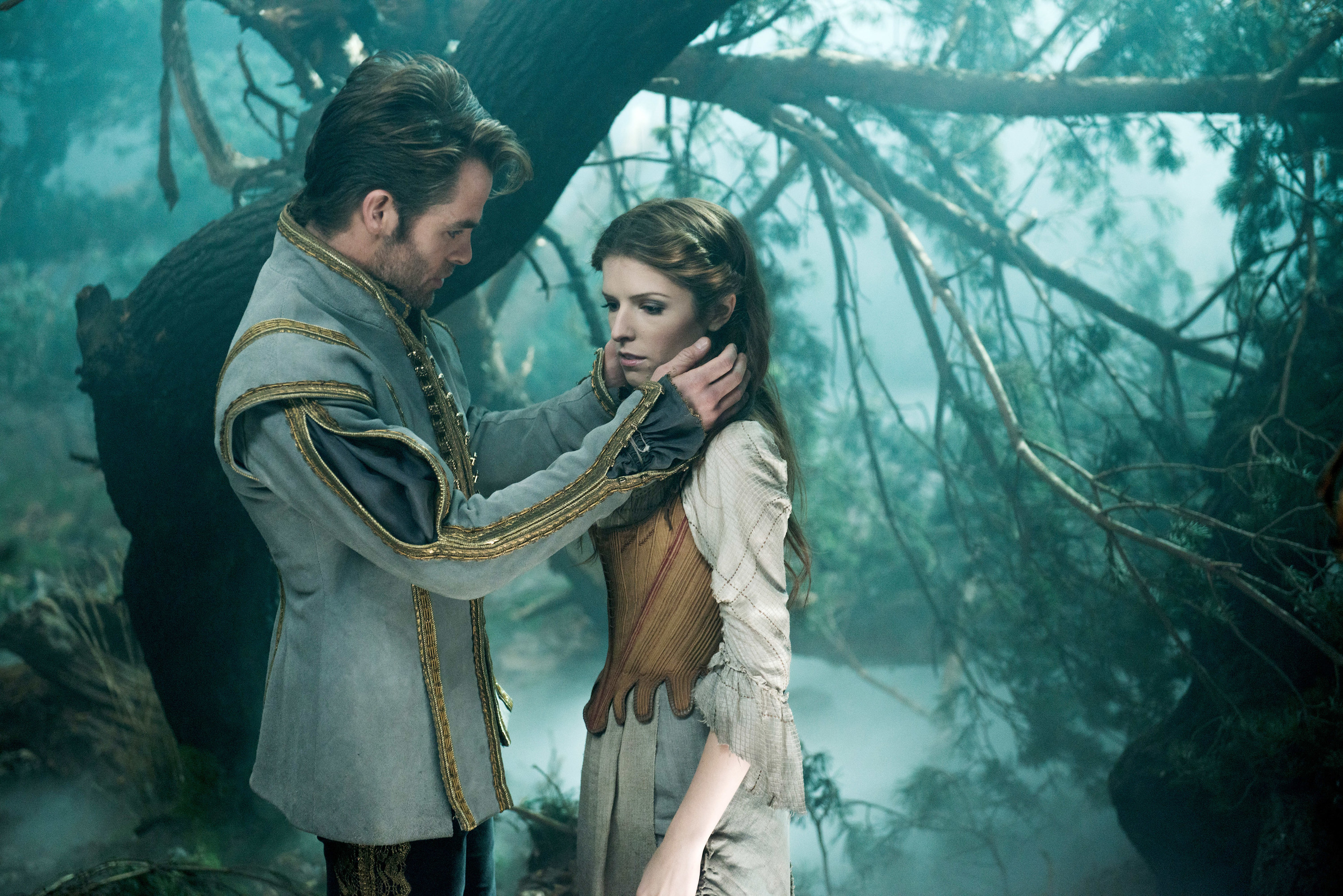 Chris Pine and Anna Kendrick in the woods