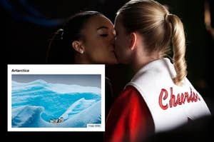 santana from glee kissing a cherrio and the result "antarctica" belong them