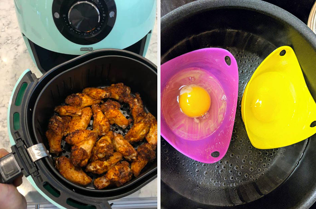 an air fryer and egg poaching cups