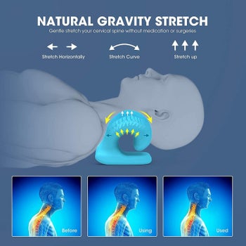 graphic of the pillow improving a person's posture with use 