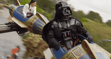 Darth Vader riding the Astro Orbitor at Disneyland