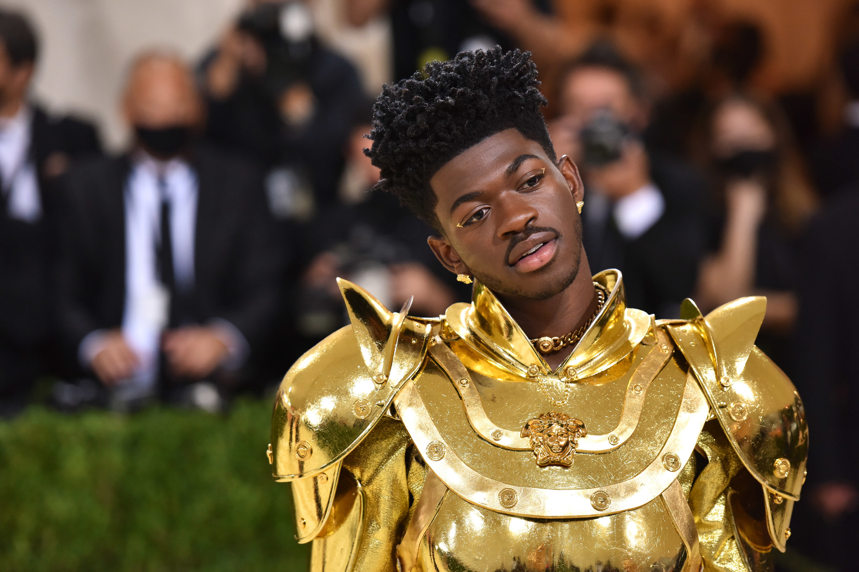 Lil Nas X in gold armor at the Met Gala