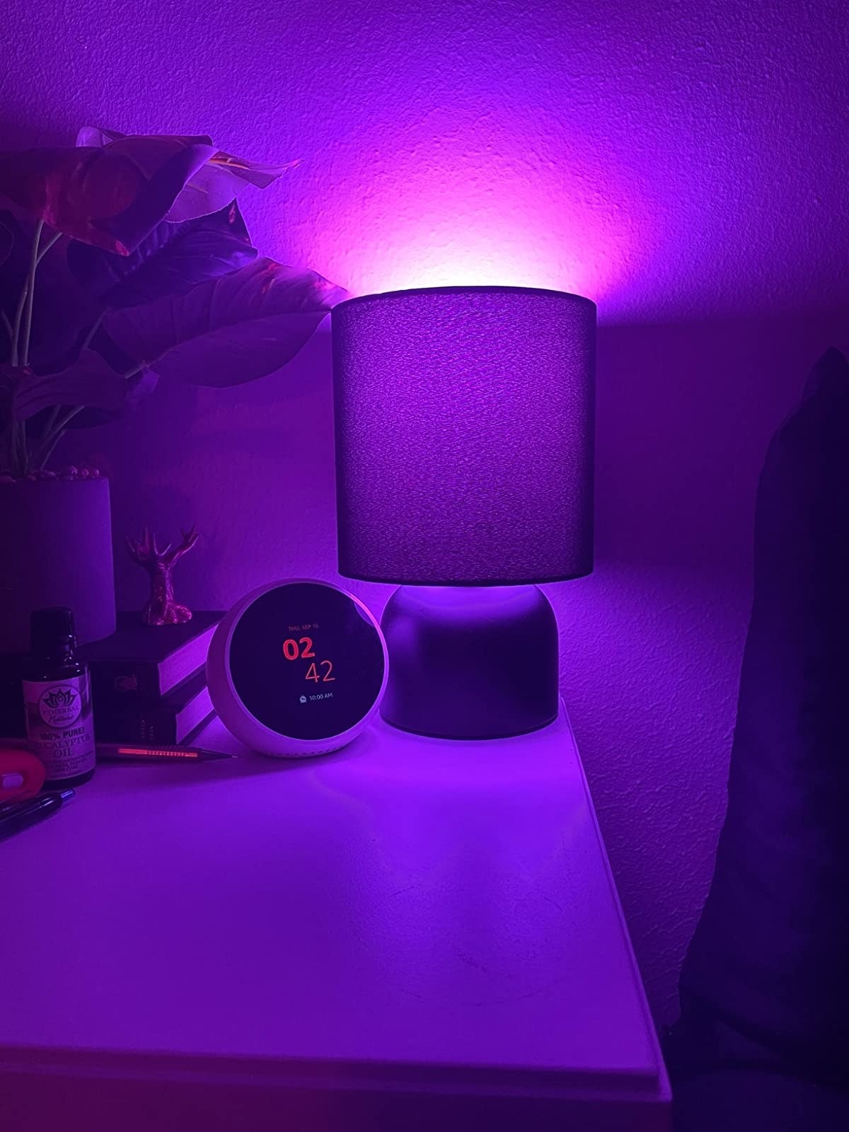reviewer photo of lap with purple light