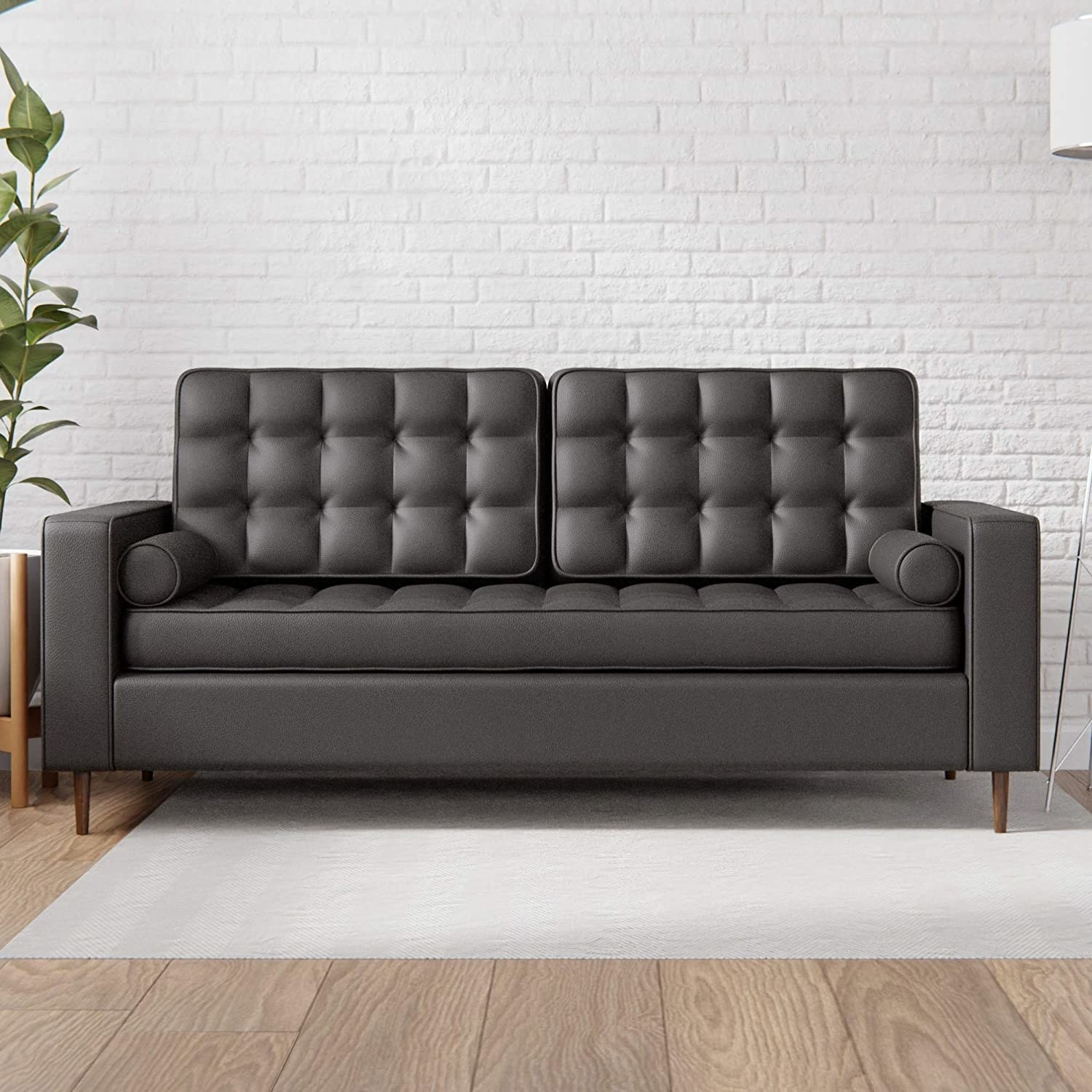 A grey square couch