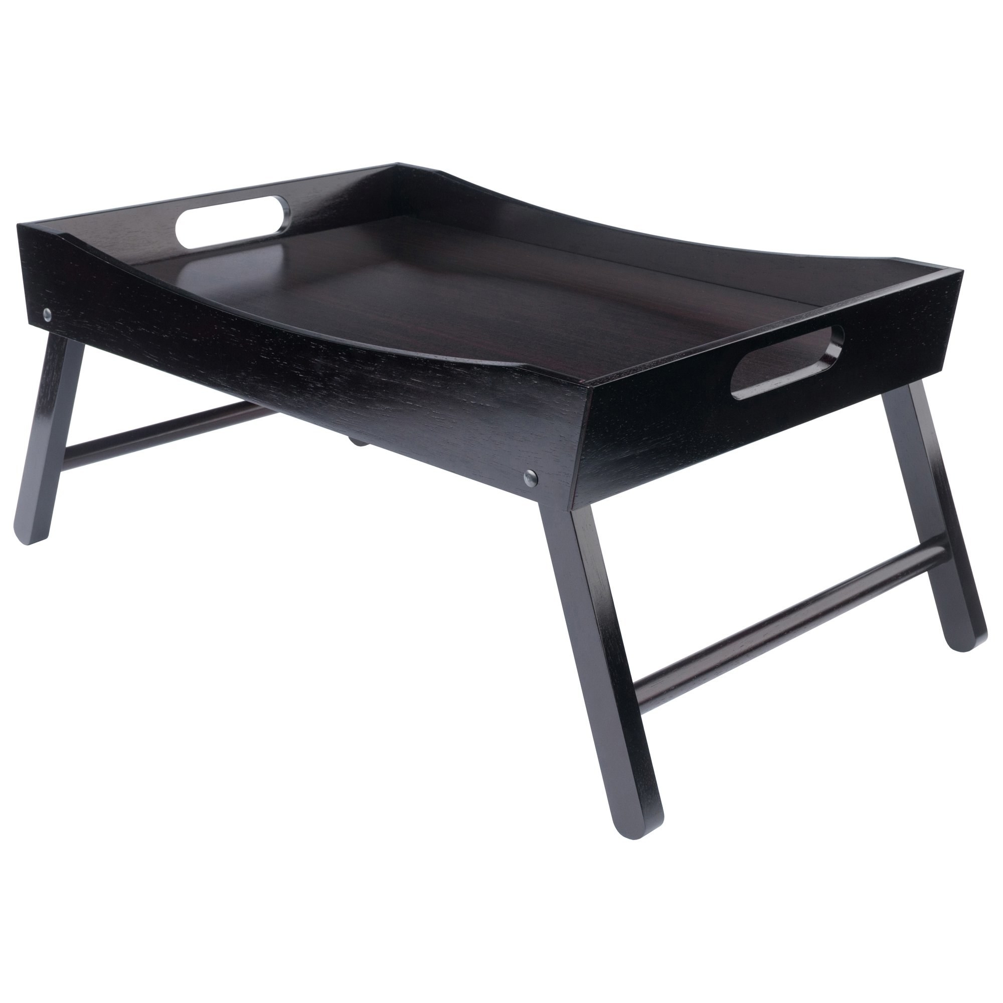 the black tray with the legs extended