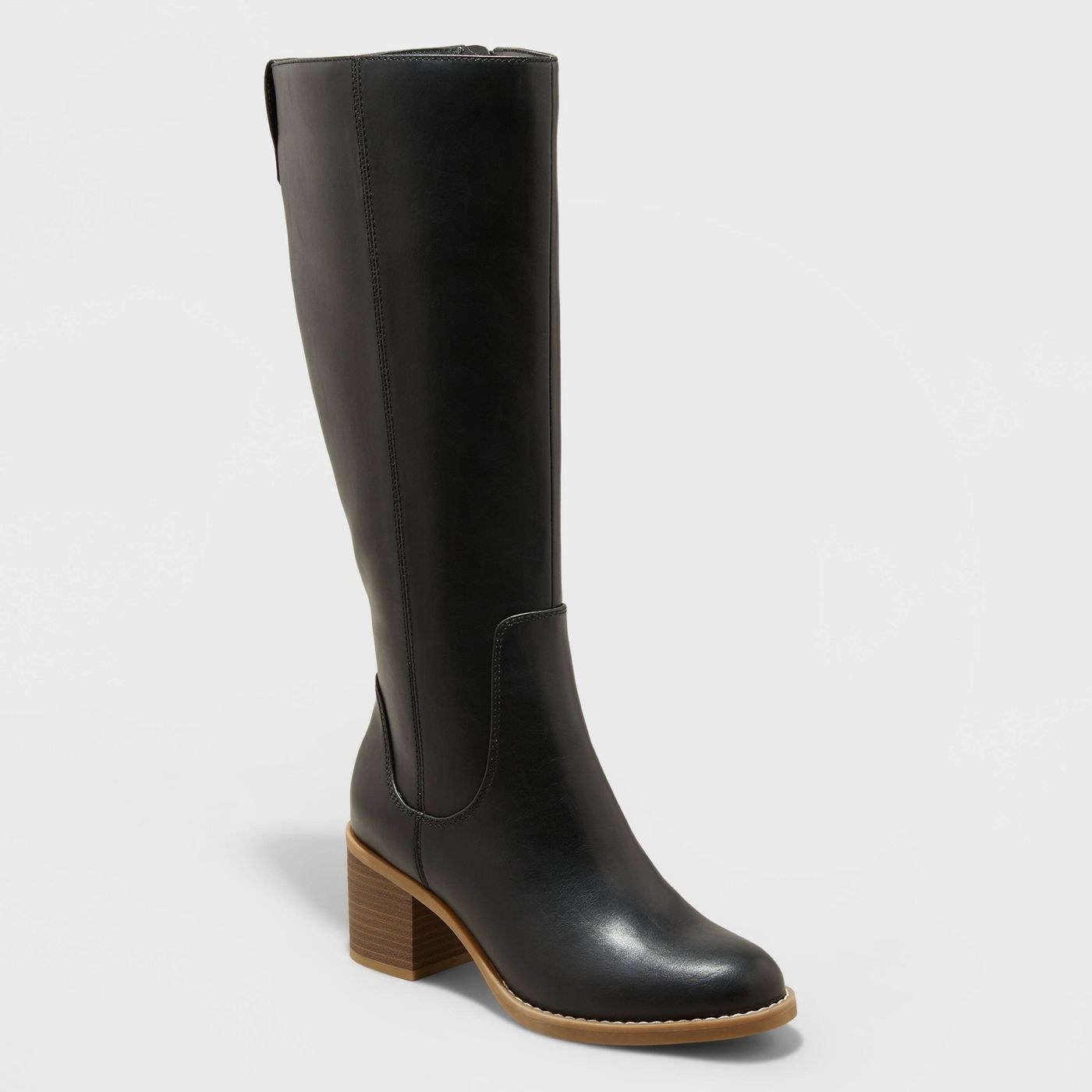 black riding boot with a block heel