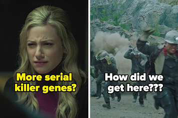 Betty asking about serial killer genes side by side with mine explosion