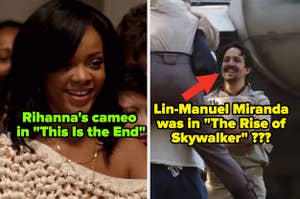 Rihanna in "This Is the End;" Lin-Manuel Miranda in "The Rise of Skywalker"