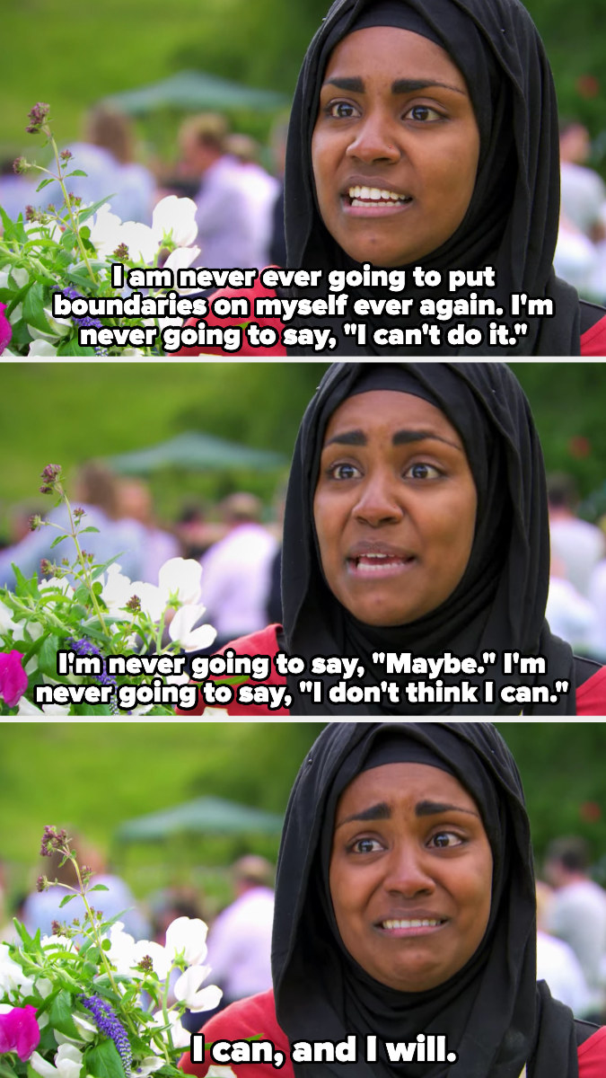 Nadiya Hussain giving her speech about never giving up after winning Bake Off