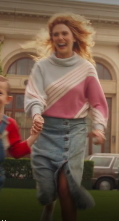 oversized sweater and denim skirt