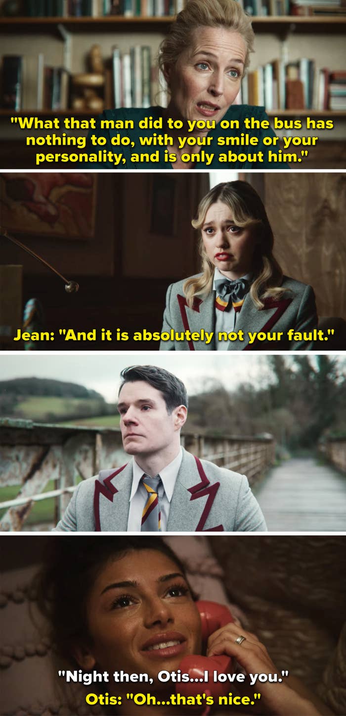 Jean telling Aimee that what happened on the bus wasn't her vault, and Ruby telling Otis she loves him and him not saying it back