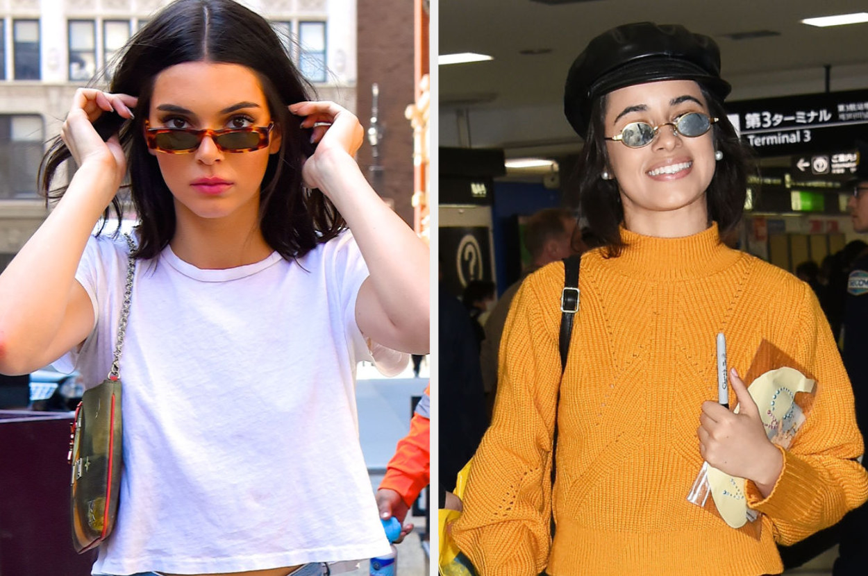 Kendall Jenner and Camila Cabello wearing small sunglass