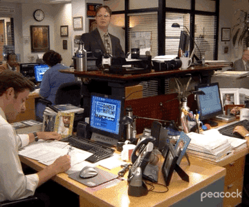Man in office using a work desk