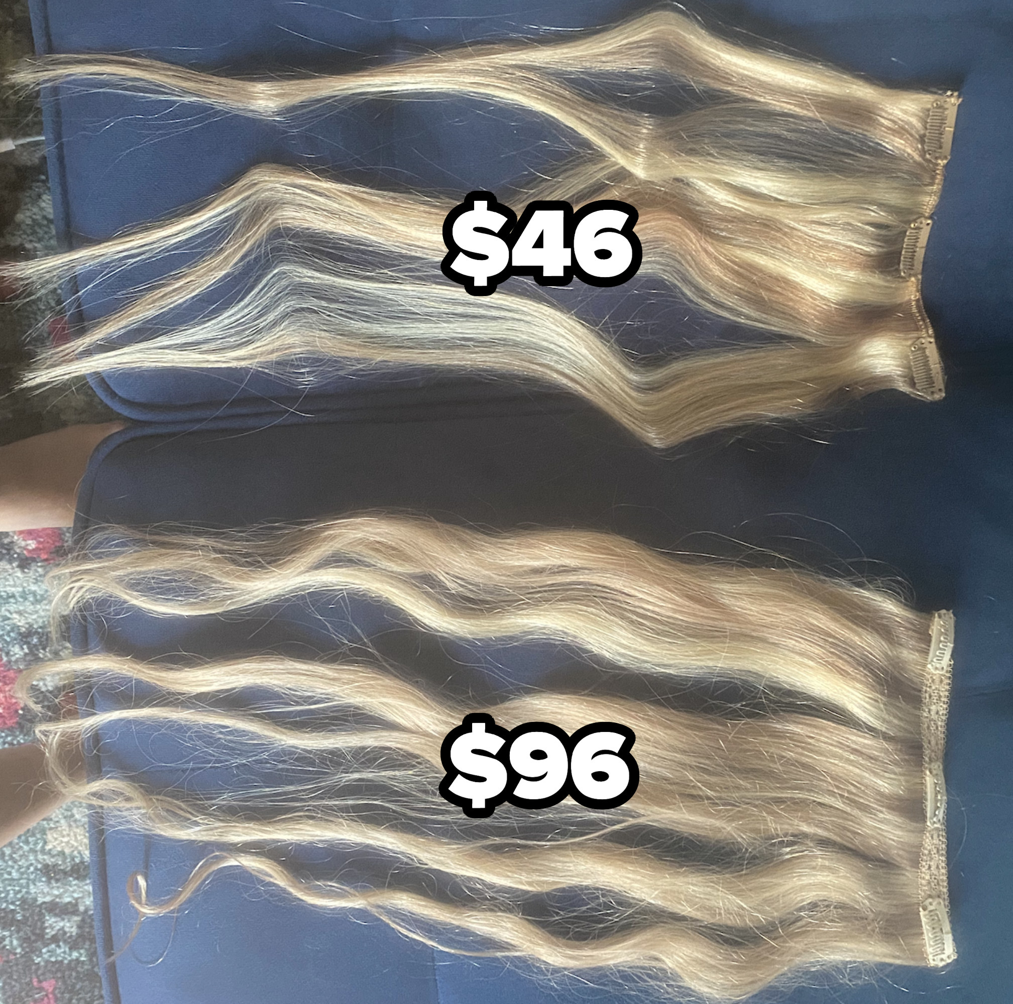 The $46 extensions next to the $96 ones