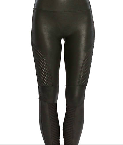 Faux leather leggings with lines on them