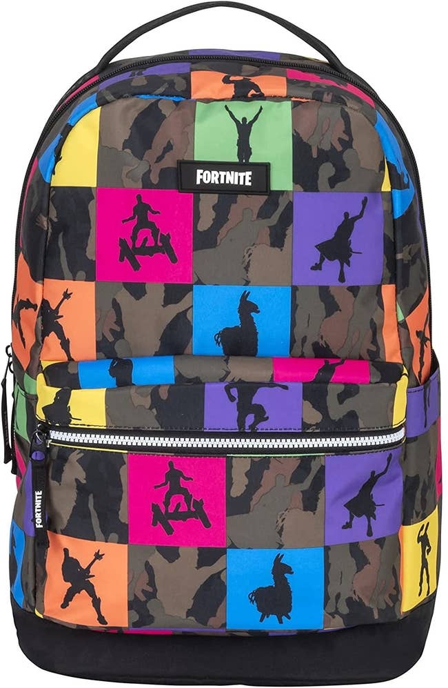 The backpack with multicolored squares