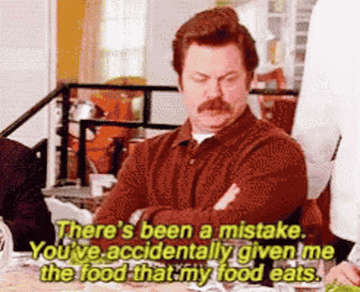 GIF of Ron Swanson rejecting a salad.